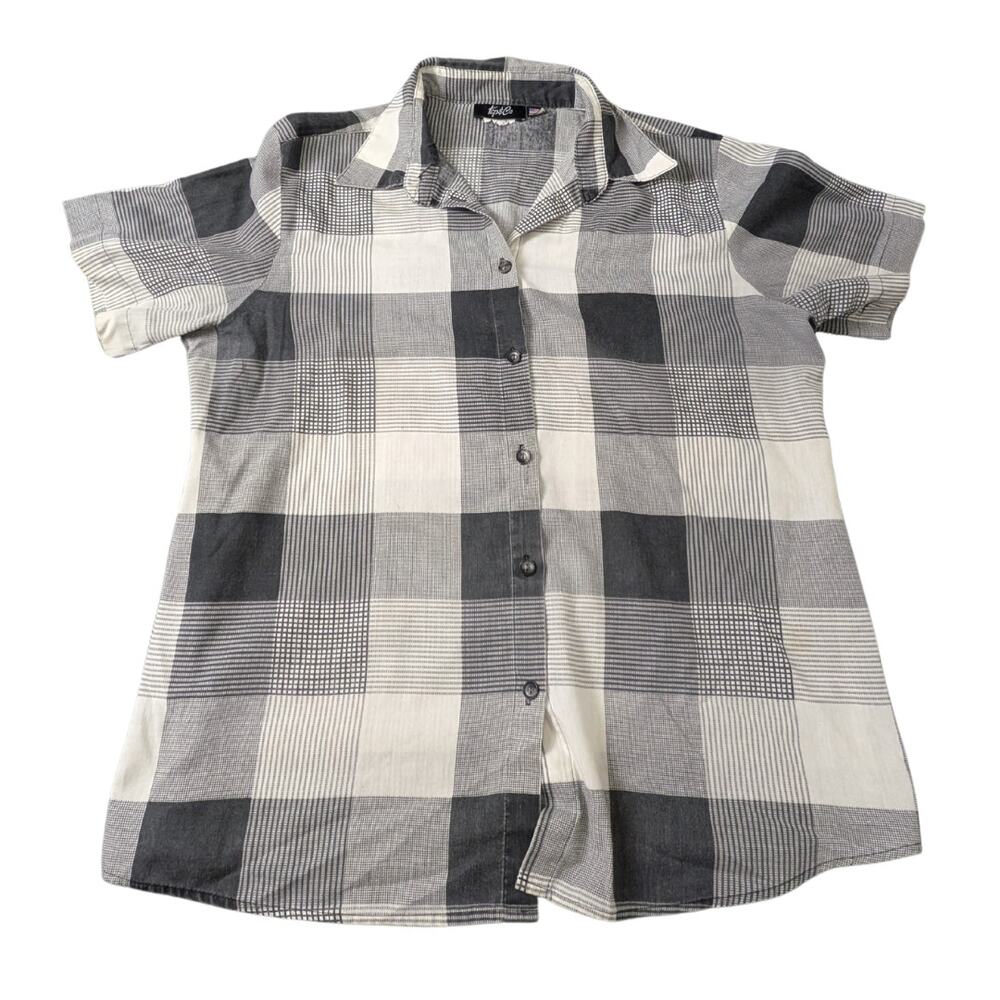 Top & Co Short-Sleeve Wide Pattern Plaid/Flannel Button-Down | Men's L